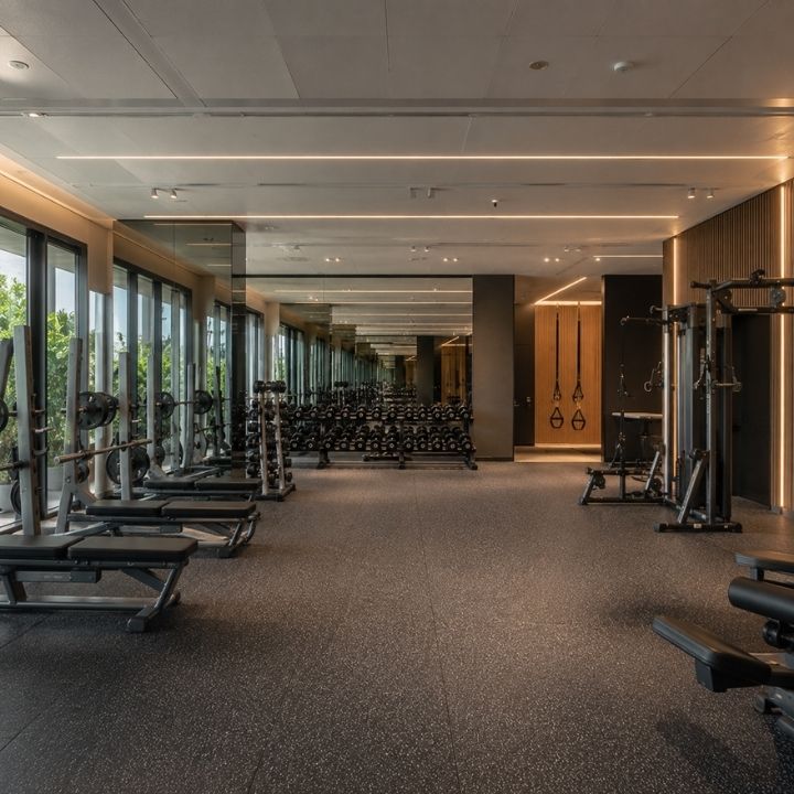 Clean fitness gym interior
